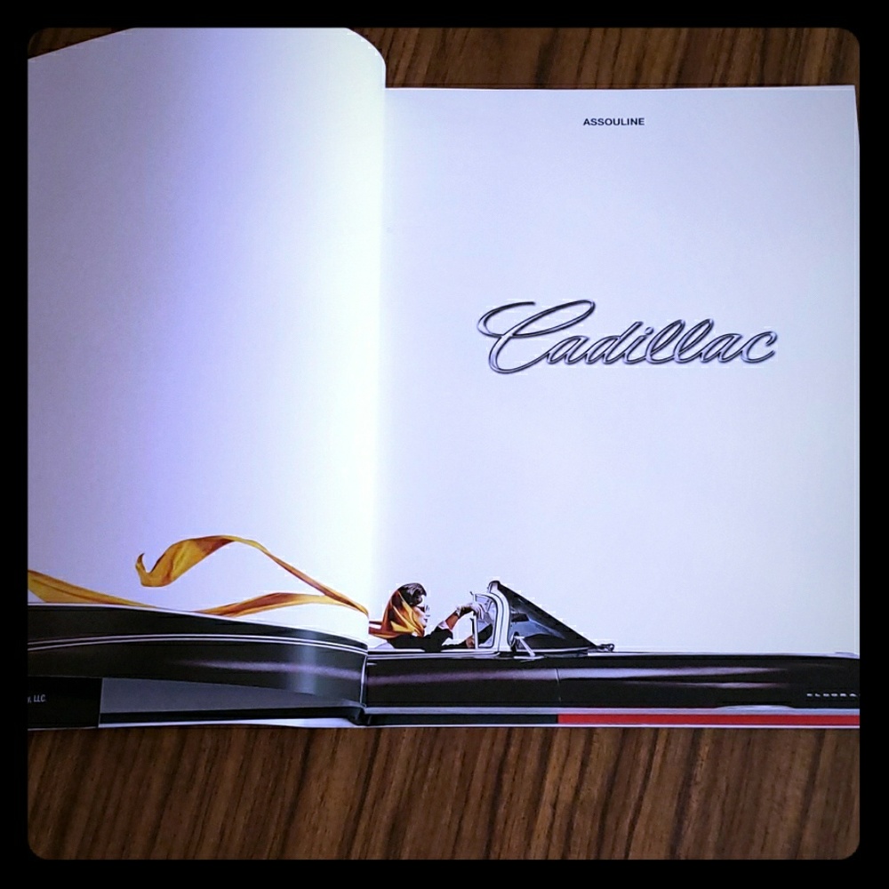 Cadillac book, coffee table decor, vintage pics